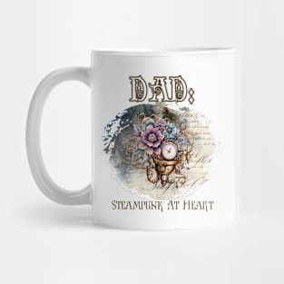 Dad: Steampunk At Heart Vintage Floral Clock Mug